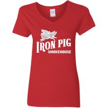 Load image into Gallery viewer, Flying Pig Ladies' 5.3 oz. V-Neck T-Shirt