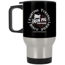 Load image into Gallery viewer, Fighting Tyranny Silver Stainless Travel Mug
