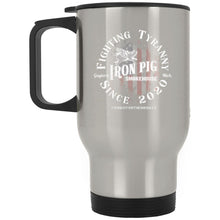 Load image into Gallery viewer, Fighting Tyranny Silver Stainless Travel Mug
